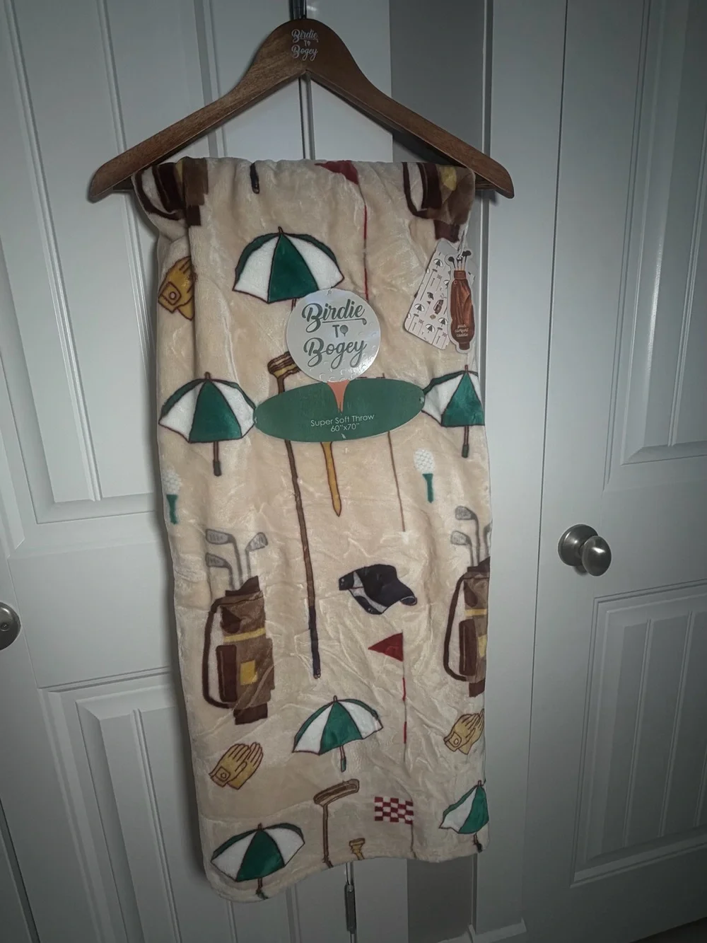 Golf Print Throw Super Soft - Cream & Green